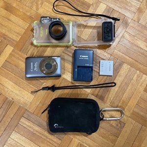 Canon PowerShot ELPH 100 HS 12 MP Camera with waterproof case